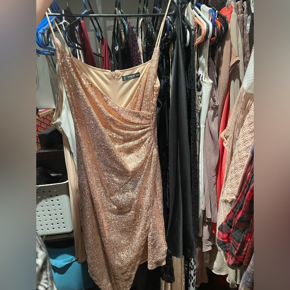 SHEIN Dresses Sequin Rose Gold Dress Poshmark